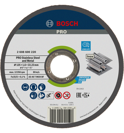 PRO Stainless Steel and Metal Bonded Cutting Disc 125x1.6
