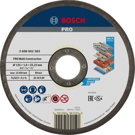 PRO Multi Construction Bonded Cutting Disc 125x1.6