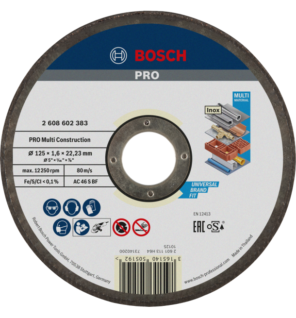 PRO Multi Construction Bonded Cutting Disc 125x1.6
