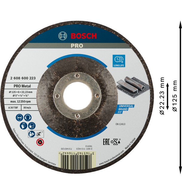 უხეში ლითონის ბორბალი 125X6 მმ